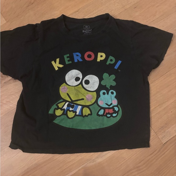 Sanrio Keroppi And Chippi Women's Graphic Print Adult Crop T-Shirt - Picture 3 of 6